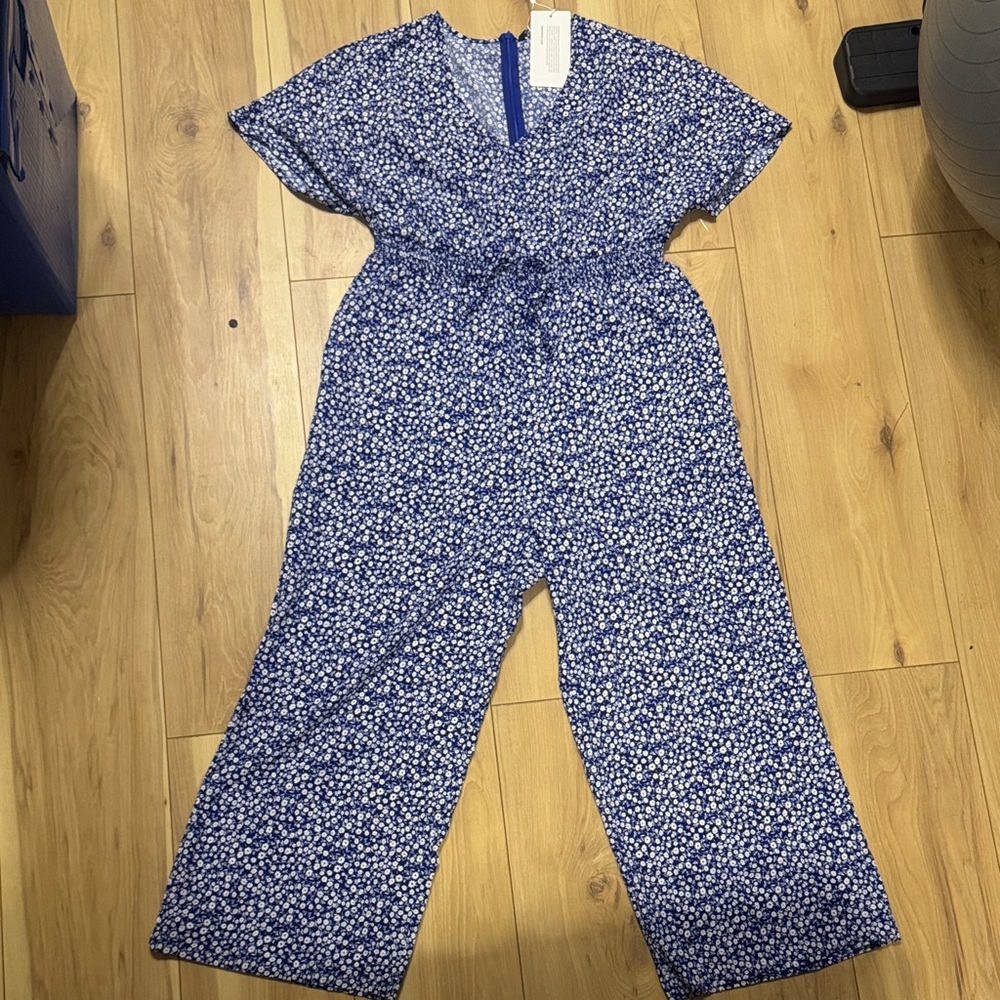 BloomChic Blue and White Floral Romper